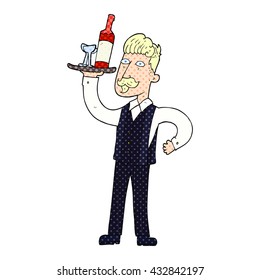 freehand drawn cartoon waiter