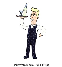 freehand drawn cartoon waiter