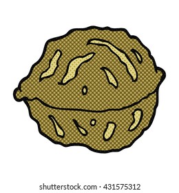 freehand drawn cartoon walnut in shell