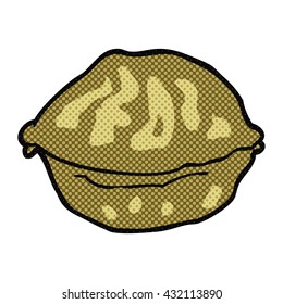 freehand drawn cartoon walnut in shell