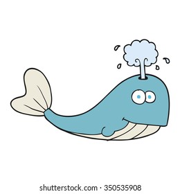 freehand drawn cartoon whale spouting water