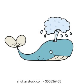 freehand drawn cartoon whale spouting water
