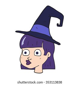 freehand drawn cartoon witch