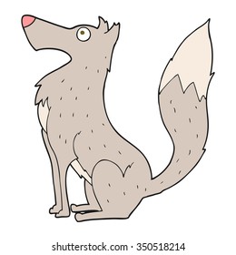 freehand drawn cartoon wolf