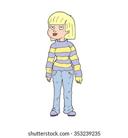 freehand drawn cartoon woman in casual clothes