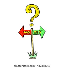 freehand drawn cartoon yes and no sign