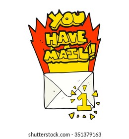 freehand drawn cartoon you have mail symbol