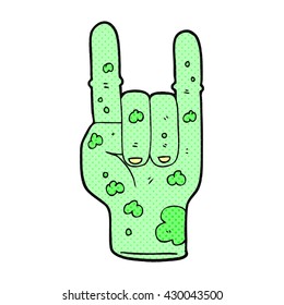 freehand drawn cartoon zombie hand making horn sign