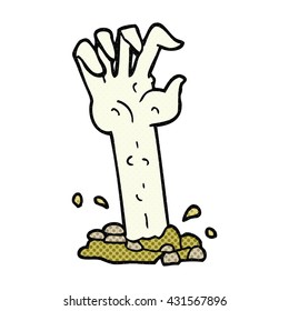 freehand drawn cartoon zombie hand rising from ground