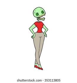 freehand drawn cartoon zombie woman