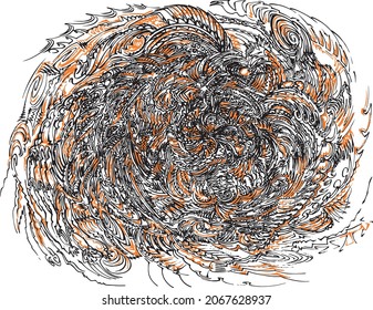 Patrón abstracto colorido dibujado a mano libre, con líneas de marcador negro fluido y liso