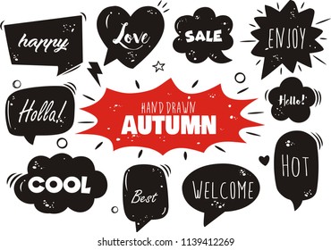 freehand drawn comic book speech bubble cartoon word autumn