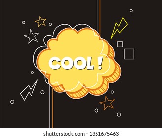 Freehand Drawn Comic Book Speech Bubble Cartoon Word Cool