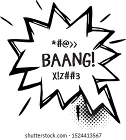 freehand drawn comic book speech bubble cartoon word bang