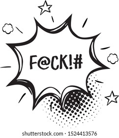 freehand drawn comic book speech bubble cartoon word fuck