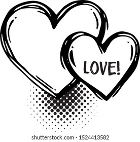 freehand drawn comic book speech bubble cartoon word love