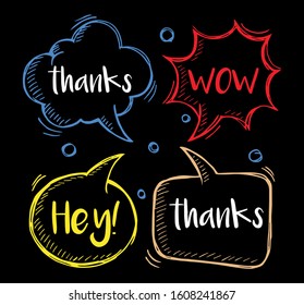 freehand drawn comic book speech bubble on black background