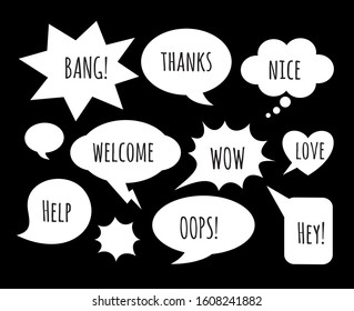 freehand drawn comic book speech bubble on black background