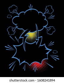 freehand drawn comic book speech bubble on halftone  background