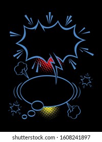 freehand drawn comic book speech bubble on halftone  background