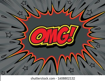 freehand drawn comic book speech bubble cartoon word omg. Vector illustration