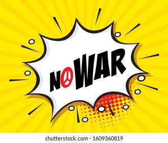 freehand drawn comic book speech bubble cartoon word no war