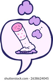 freehand drawn comic book speech bubble cartoon cigarette in bright neon colors