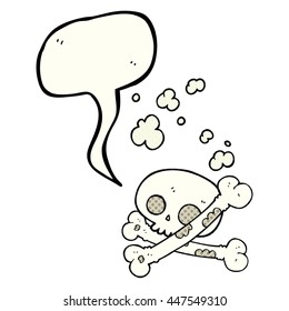 freehand drawn comic book speech bubble cartoon old pile of bones
