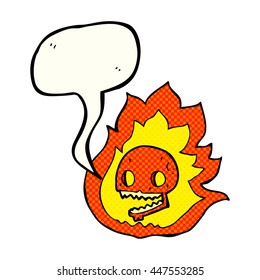 freehand drawn comic book speech bubble cartoon burning skull