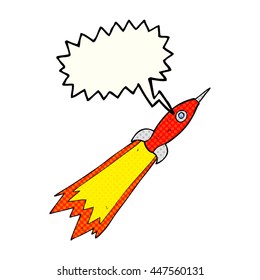 freehand drawn comic book speech bubble cartoon rocket