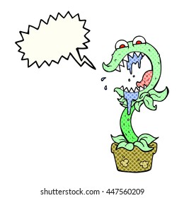 freehand drawn comic book speech bubble cartoon carnivorous plant