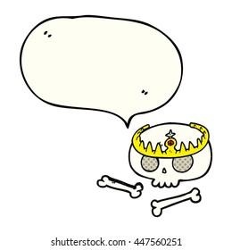 freehand drawn comic book speech bubble cartoon skull wearing tiara