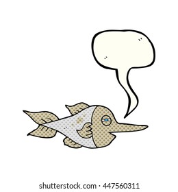 freehand gezeichnete Comicbuch-Sprechblase Cartoon Schwertfisch