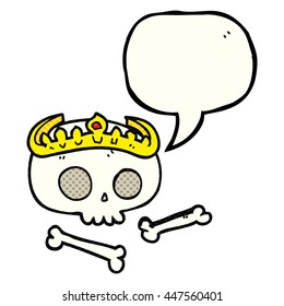 freehand drawn comic book speech bubble cartoon skull wearing tiara