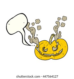 caricatura de burbuja de discursos de historietas dibujada a mano libre calabaza de halloween