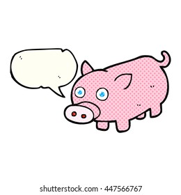 freehand drawn comic book speech bubble cartoon piglet