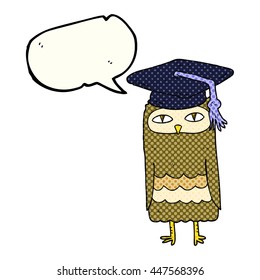 freehand drawn comic book speech bubble cartoon wise owl