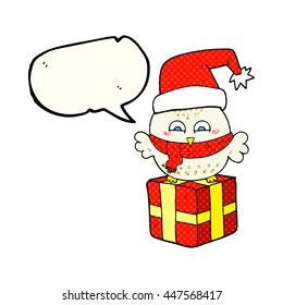 caricatura de burbuja de historietas dibujada a mano alzada sobre un regalo envuelto