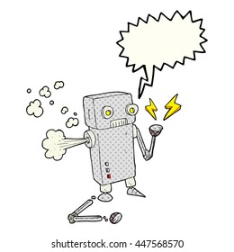 freehand drawn comic book speech bubble cartoon broken robot