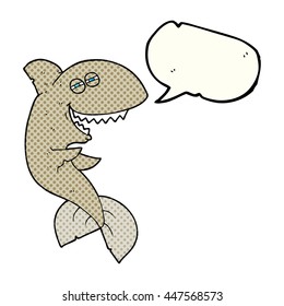 freehand drawn comic book speech bubble cartoon laughing shark