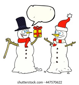 historieta de libre mano libro de historietas burbuja dibujos animados hombres de nieve intercambiando regalos