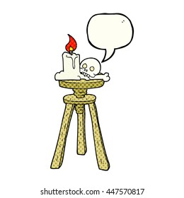 freehand drawn comic book speech bubble cartoon spooky skull and candle