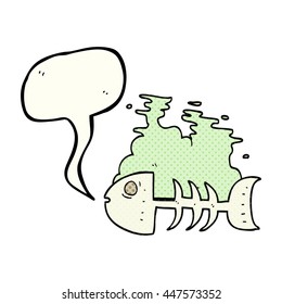 freehand drawn comic book speech bubble cartoon fish bones