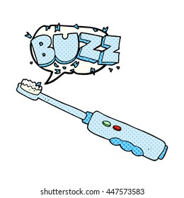 freehand drawn comic book speech bubble cartoon buzzing electric toothbrush