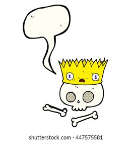 freehand drawn comic book speech bubble cartoon magic crown on old skull