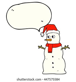 freehand drawn comic book speech bubble cartoon snowman
