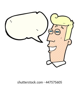 freehand drawn comic book speech bubble cartoon grinning man