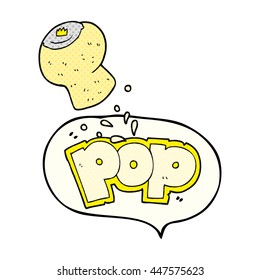 freehand drawn comic book speech bubble cartoon champagne cork popping