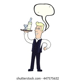 freehand drawn comic book speech bubble cartoon waiter