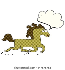 freehand drawn comic book speech bubble cartoon running horse